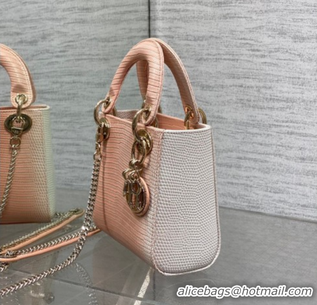Best Grade Dior Mini Lady Dior Bag in Lizard Embossed Leather DR012604 Peachy Pink 2026
