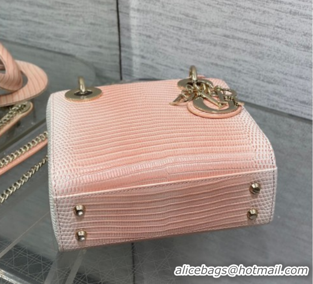 Best Grade Dior Mini Lady Dior Bag in Lizard Embossed Leather DR012604 Peachy Pink 2026