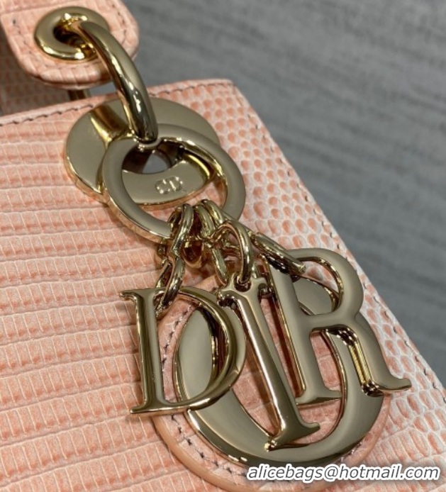 Best Grade Dior Mini Lady Dior Bag in Lizard Embossed Leather DR012604 Peachy Pink 2026
