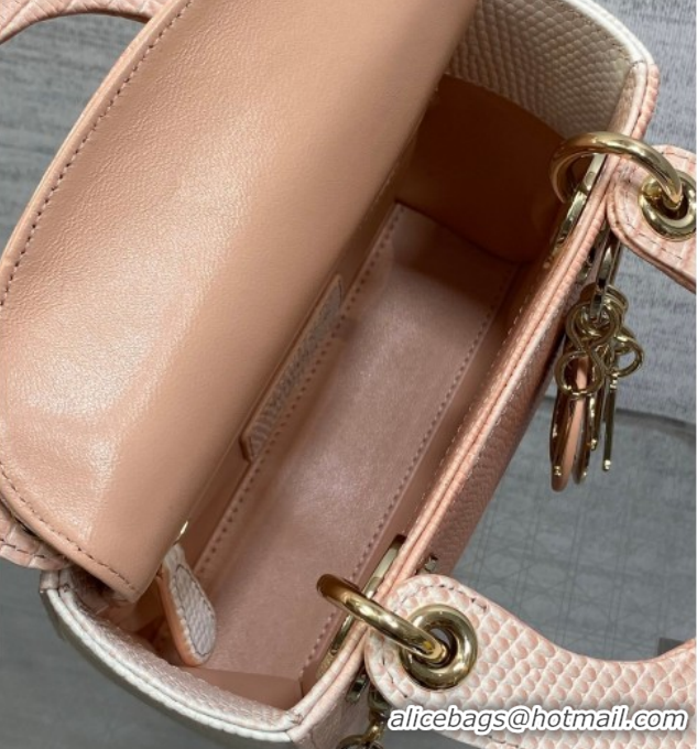 Best Grade Dior Mini Lady Dior Bag in Lizard Embossed Leather DR012604 Peachy Pink 2026