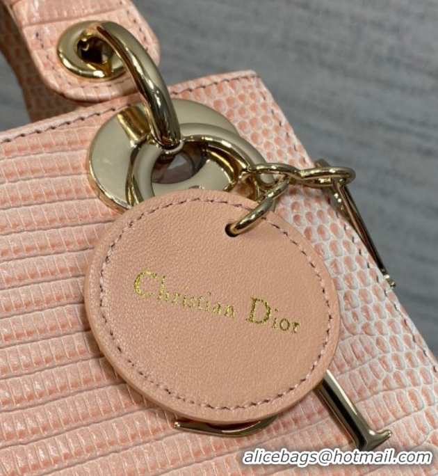 Best Grade Dior Mini Lady Dior Bag in Lizard Embossed Leather DR012604 Peachy Pink 2026