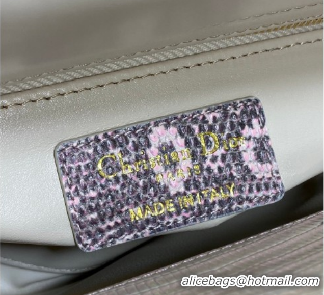 Low Price Dior Mini Lady Dior Bag in Lizard Embossed Leather DR012604 White/Pink 2026
