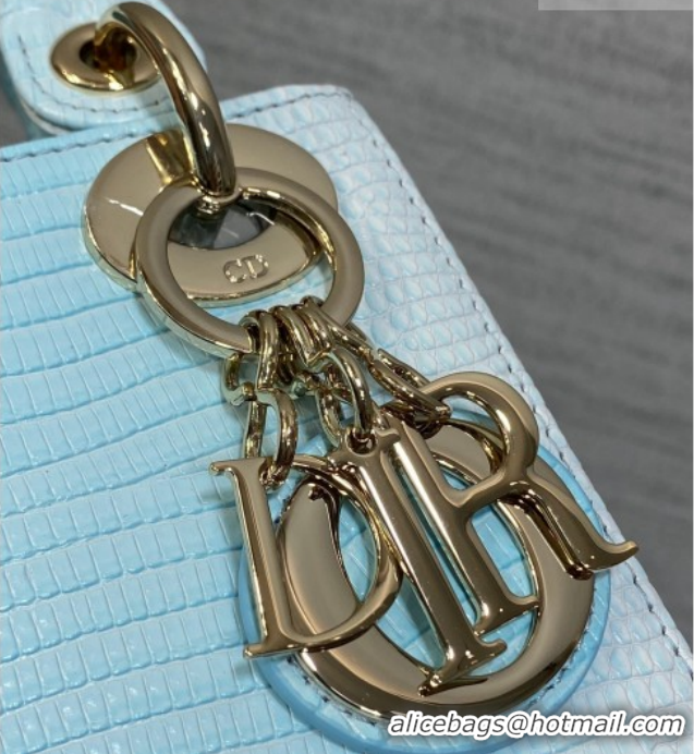 Good Quality Dior Mini Lady Dior Bag in Lizard Embossed Leather DR012604 White/Blue 2026