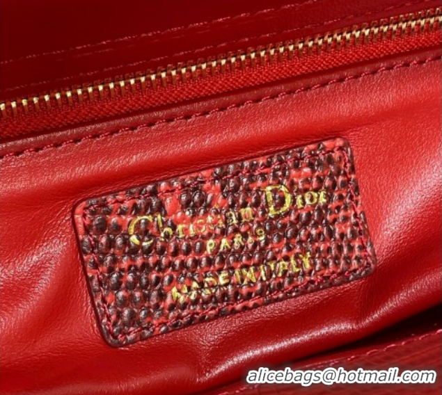 Low Cost Dior Small Lady Dior Bag in Lizard Embossed Leather DR012604 Red 2026