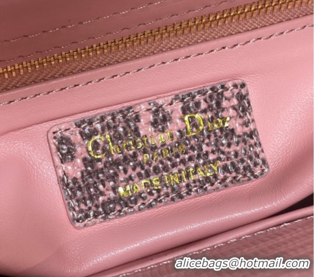 Popular Style Dior Small Lady Dior Bag in Lizard Embossed Leather DR012604 Pink/Grey 2026