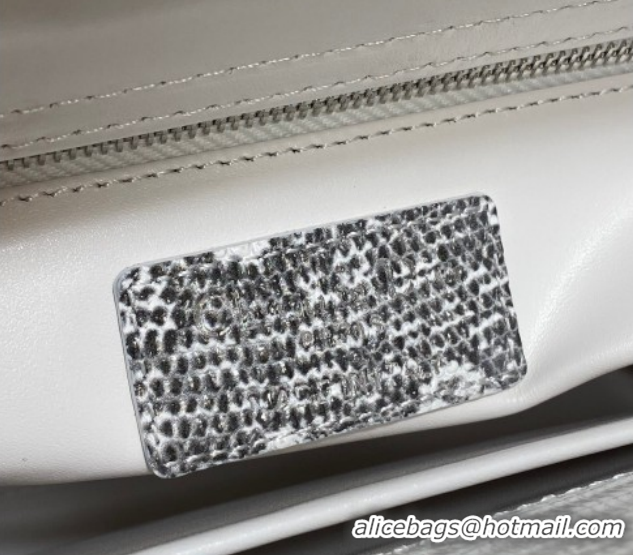Grade Dior Small Lady Dior Bag in Lizard Embossed Leather DR012604 White/Black 2026
