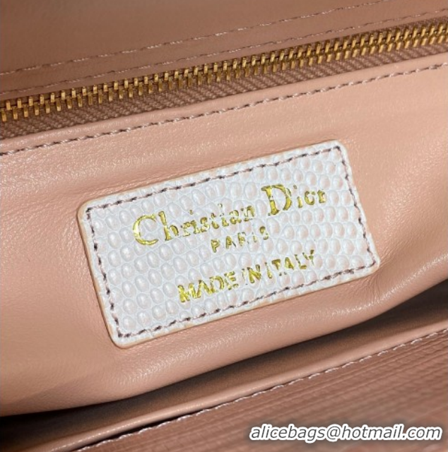 Shop Duplicate Dior Small Lady Dior Bag in Lizard Embossed Leather Peachy DR012604 Pink 2026