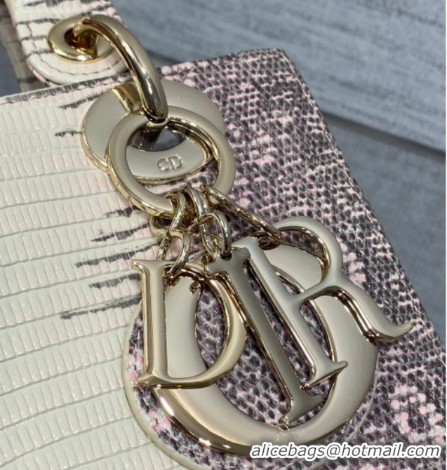 Luxurious Dior Small Lady Dior Bag in Lizard Embossed Leather DR012604 Pink/Grey 2026