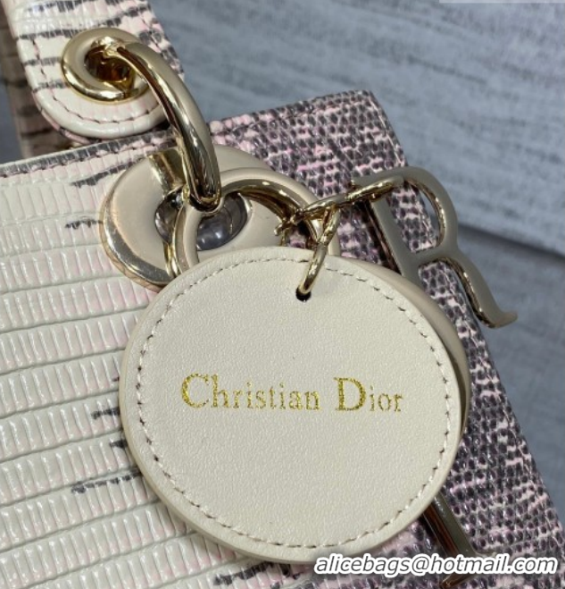 Luxurious Dior Small Lady Dior Bag in Lizard Embossed Leather DR012604 Pink/Grey 2026