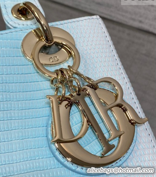 Classic Hot Dior Small Lady Dior Bag in Lizard Embossed Leather DR012604 White/Blue 2026