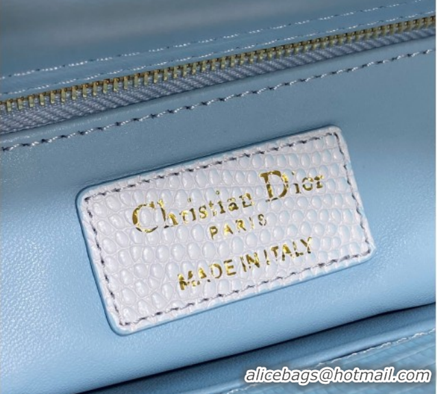 Classic Hot Dior Small Lady Dior Bag in Lizard Embossed Leather DR012604 White/Blue 2026