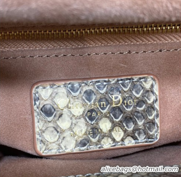 Modern Dior Mini Lady Dior Bag in Lambskin and Snakeskin Leather DR012605 Rose Beige 2026