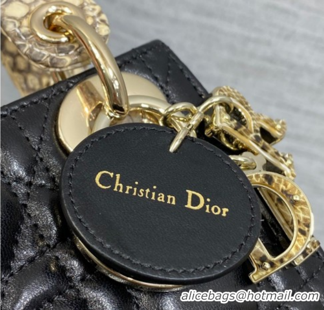 Sumptuous Dior Mini Lady Dior Bag in Lambskin and Snakeskin Leather DR012605 Black 2026