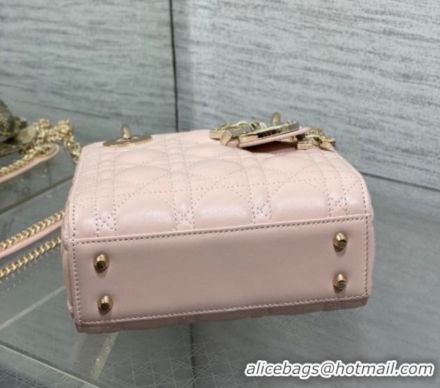 Stylish Dior Mini Lady Dior Bag in Lambskin and Snakeskin Leather DR012605 Pink 2026