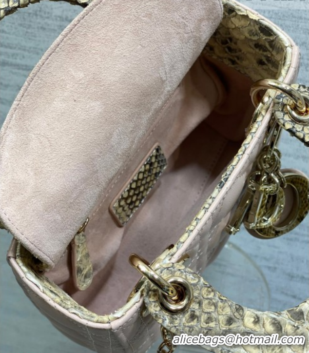 Stylish Dior Mini Lady Dior Bag in Lambskin and Snakeskin Leather DR012605 Pink 2026
