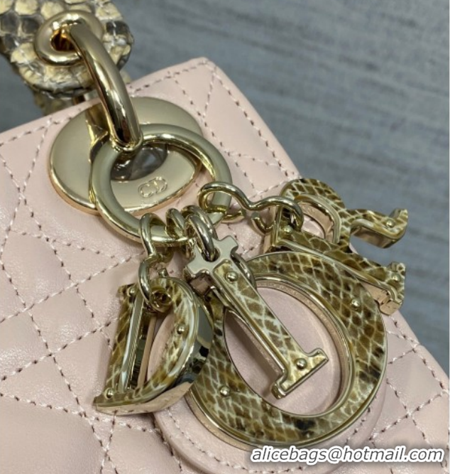 Stylish Dior Mini Lady Dior Bag in Lambskin and Snakeskin Leather DR012605 Pink 2026