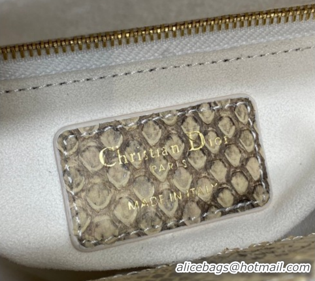 Luxury Discount Dior Mini Lady Dior Bag in Lambskin and Snakeskin Leather DR012605 White 2026