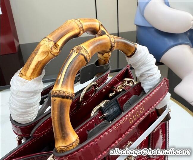 Best Price Gucci Diana crystals velvet small tote bag 675800 Ancora Red 2026