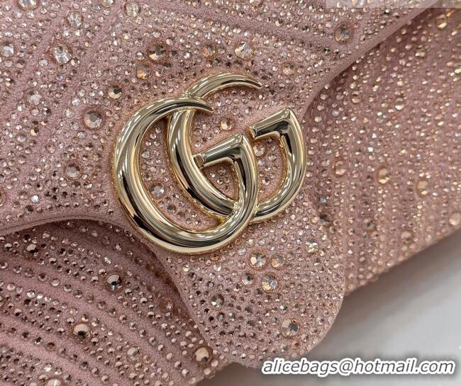 Super Quality Gucci GG Marmont crystals medium shoulder bag 837267 Light Pink 2026