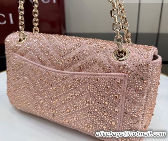 Super Quality Gucci GG Marmont crystals medium shoulder bag 837267 Light Pink 2026