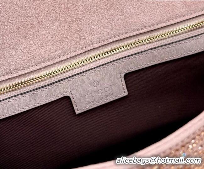 Super Quality Gucci GG Marmont crystals medium shoulder bag 837267 Light Pink 2026
