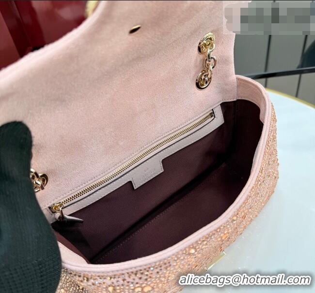 Super Quality Gucci GG Marmont crystals medium shoulder bag 837267 Light Pink 2026