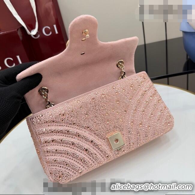 Super Quality Gucci GG Marmont crystals medium shoulder bag 837267 Light Pink 2026