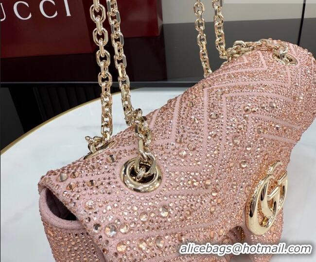 Super Quality Gucci GG Marmont crystals medium shoulder bag 837267 Light Pink 2026