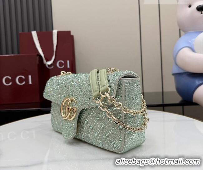 Grade Design Gucci GG Marmont crystals medium shoulder bag 837267 Pale Green 2026