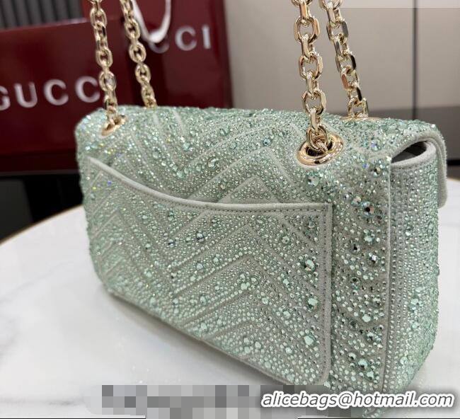 Grade Design Gucci GG Marmont crystals medium shoulder bag 837267 Pale Green 2026