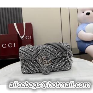 Buy Fashionable Gucci GG Marmont crystals medium shoulder bag 837267 Grey 2026