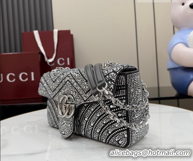 Buy Fashionable Gucci GG Marmont crystals medium shoulder bag 837267 Grey 2026