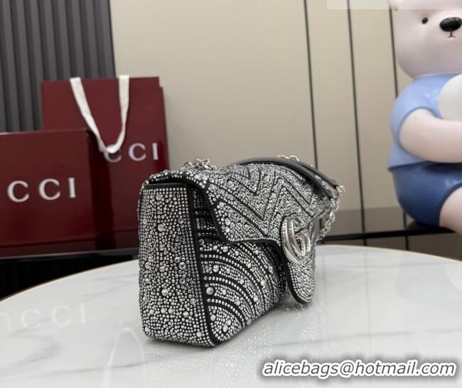 Buy Fashionable Gucci GG Marmont crystals medium shoulder bag 837267 Grey 2026
