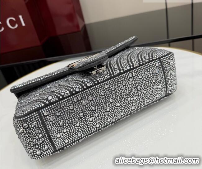 Buy Fashionable Gucci GG Marmont crystals medium shoulder bag 837267 Grey 2026