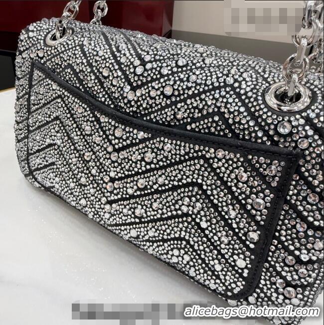 Buy Fashionable Gucci GG Marmont crystals medium shoulder bag 837267 Grey 2026