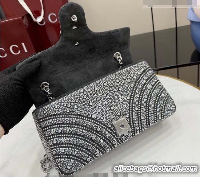 Buy Fashionable Gucci GG Marmont crystals medium shoulder bag 837267 Grey 2026