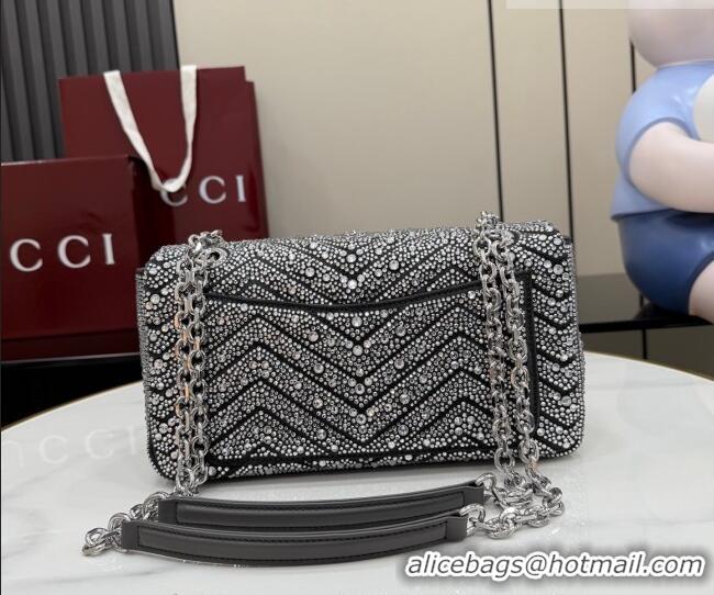 Buy Fashionable Gucci GG Marmont crystals medium shoulder bag 837267 Grey 2026