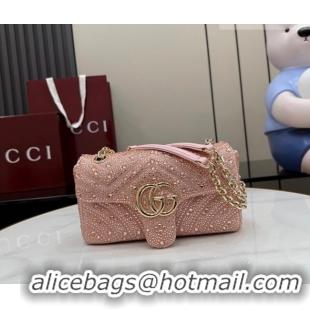 Best Price Gucci GG Marmont crystals small shoulder bag 837280 Light Pink 2026