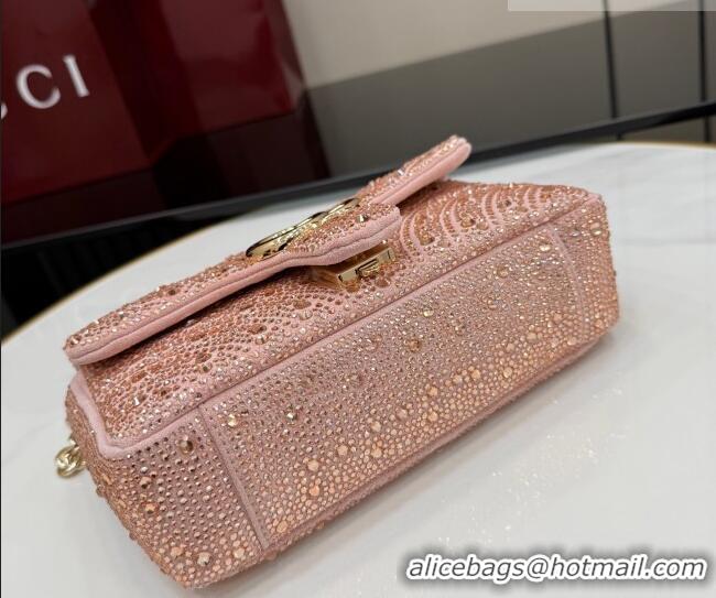 Best Price Gucci GG Marmont crystals small shoulder bag 837280 Light Pink 2026