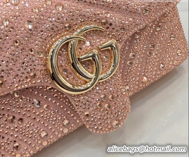 Best Price Gucci GG Marmont crystals small shoulder bag 837280 Light Pink 2026