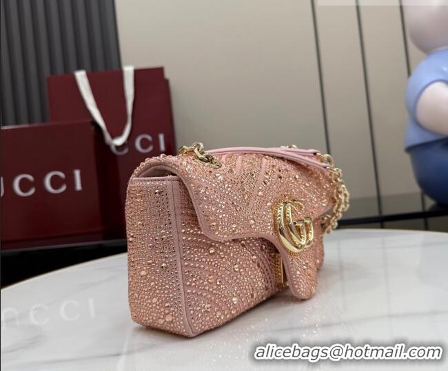 Best Price Gucci GG Marmont crystals small shoulder bag 837280 Light Pink 2026