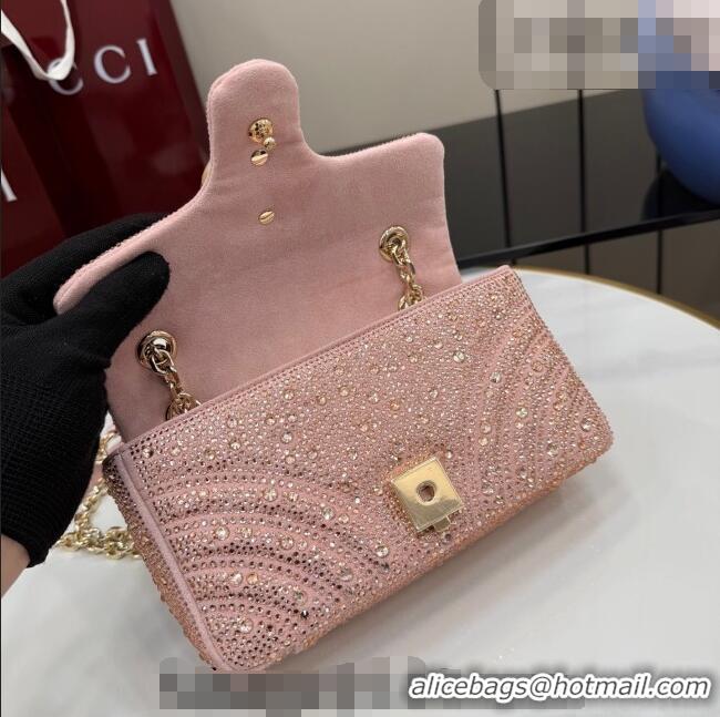 Best Price Gucci GG Marmont crystals small shoulder bag 837280 Light Pink 2026