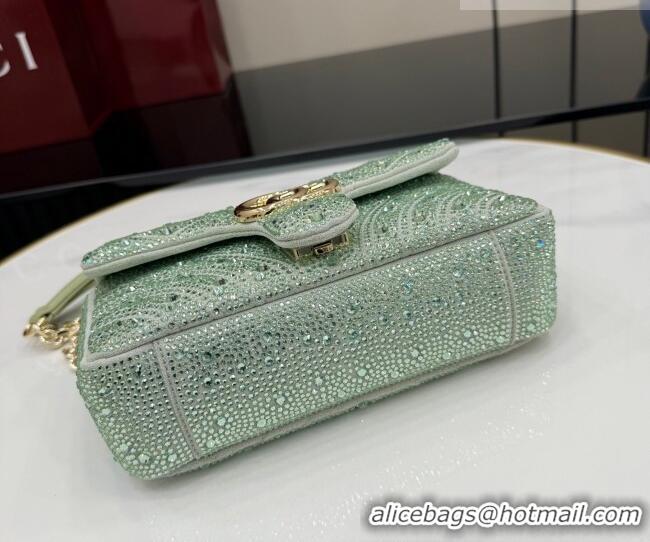 Luxury Discount Gucci GG Marmont crystals small shoulder bag 837280 Pale Green 2026