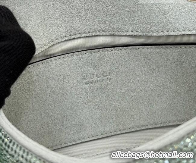 Luxury Discount Gucci GG Marmont crystals small shoulder bag 837280 Pale Green 2026