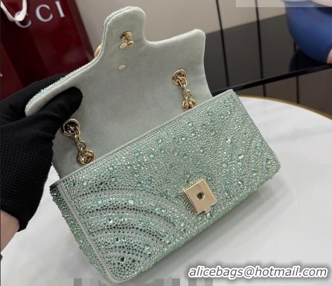 Luxury Discount Gucci GG Marmont crystals small shoulder bag 837280 Pale Green 2026