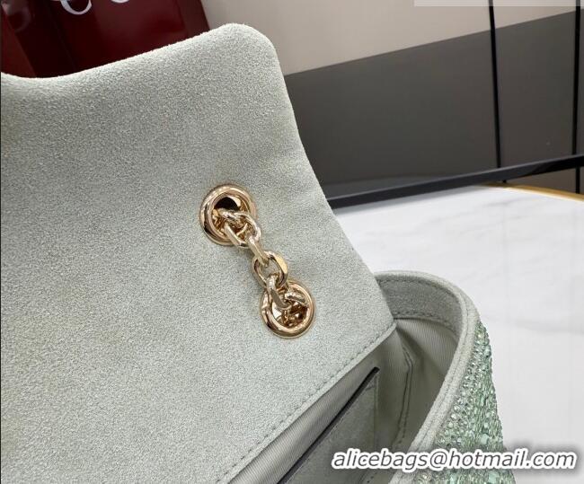 Luxury Discount Gucci GG Marmont crystals small shoulder bag 837280 Pale Green 2026