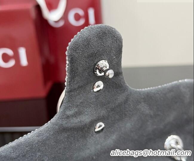 Luxury Discount Gucci GG Marmont crystals small shoulder bag 837280 Grey 2026