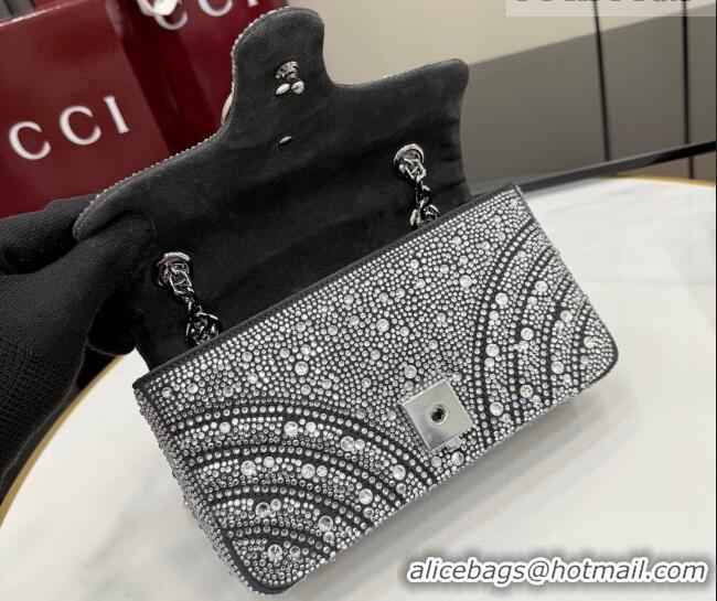 Luxury Discount Gucci GG Marmont crystals small shoulder bag 837280 Grey 2026