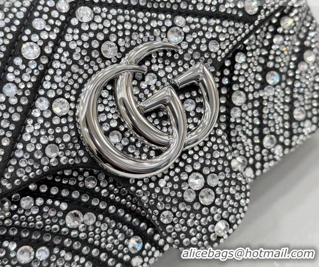 Luxury Discount Gucci GG Marmont crystals small shoulder bag 837280 Grey 2026