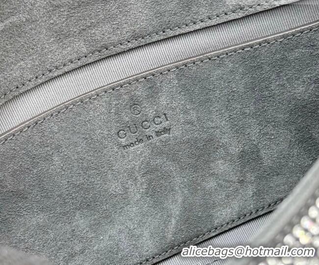 Luxury Discount Gucci GG Marmont crystals small shoulder bag 837280 Grey 2026